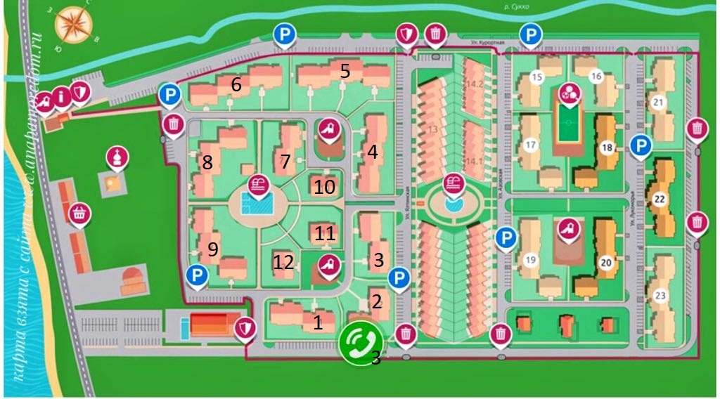 Карта ЖК Резиденция Утриш